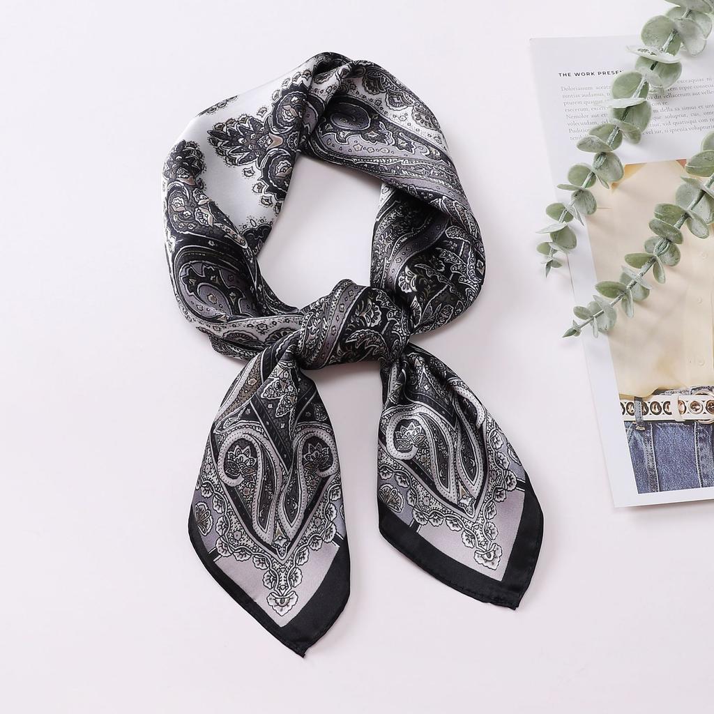 70cm Square Luxury Cashew Print Soft Satin Scarf Ladies Headband Small Hair Scarves Band Female Handkerchief Bandana Foulard