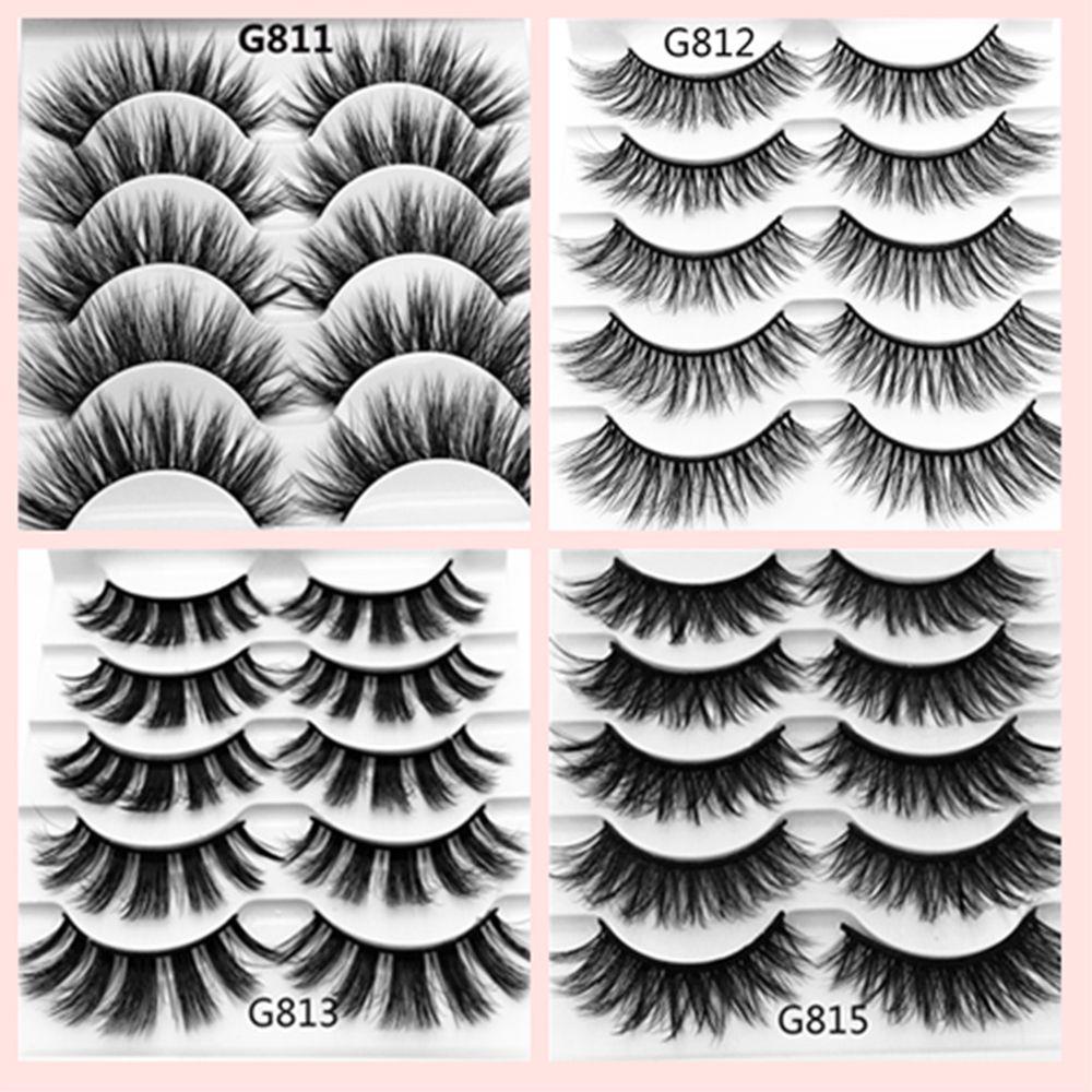 Buy SKONHED 5 Pairs Voluminous Cross Long False Eyelashes 3D Mink Hair ...