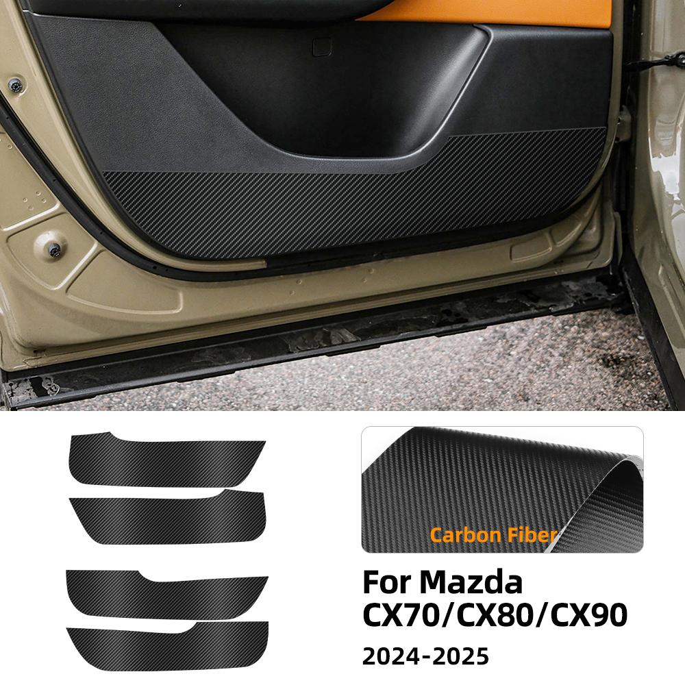 For Mazda CX70 CX80 CX90 CX-70 CX-80 CX-90 2024 2025 Suede Door Anti-kick Sticker Pad Interior Trim Mat Accessories