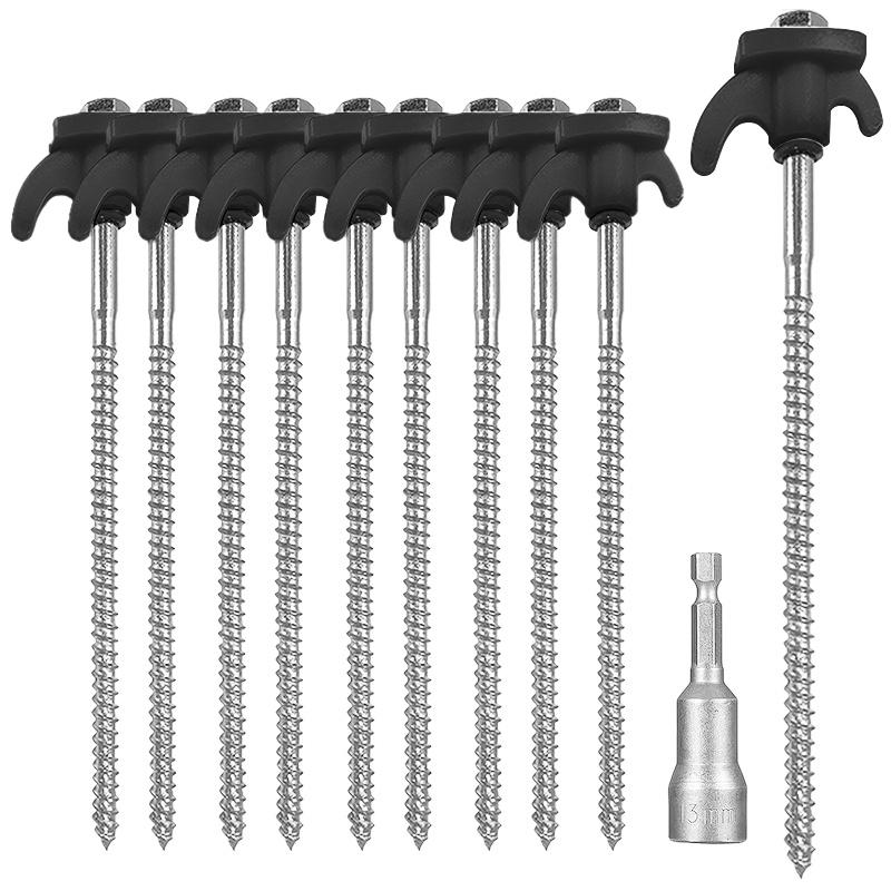 New Heavy Duty Spiral Screws With Hex Socket Stakes Ground Anchors Camping Stakes Tent Ground Nail Screw For Camping Tent Pegs