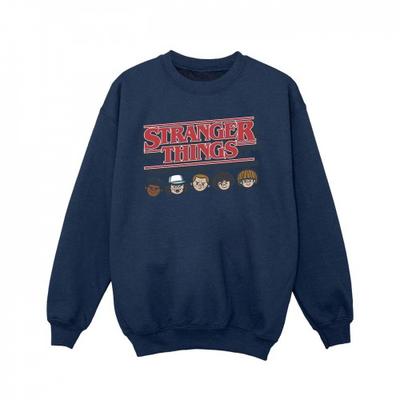Netflix Girls Stranger Things Caricature Logo Sweatshirt