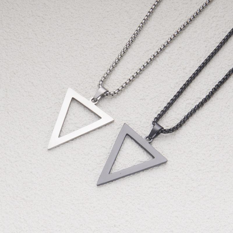 Men And Boys Stainless Steel Inverted Triangle Geometric Pendant Necklace