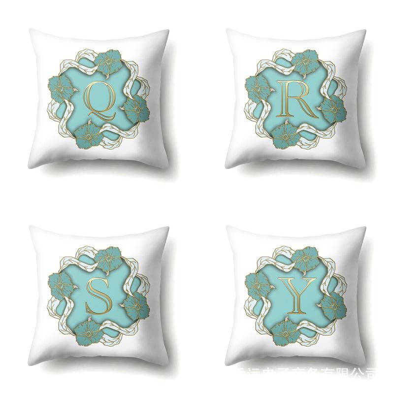 Polyester Pillowcase Home Decoration Gold Printed Pillowcase 26 English Letters Bedside Cushion Cover
