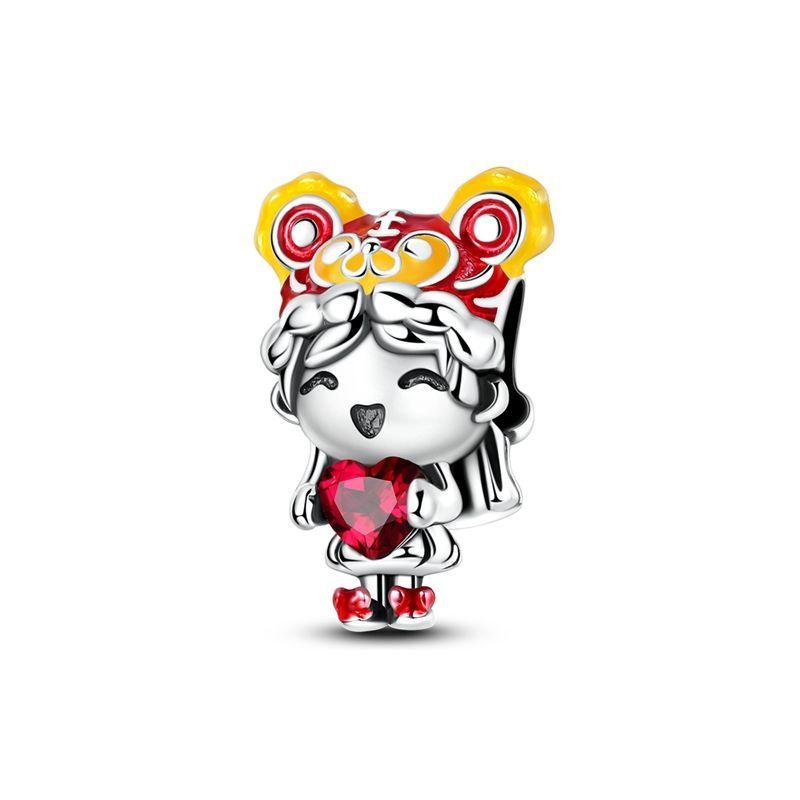 Copper Frog Fox Etc Heart-Shaped Gemstone Decoration Charms Fit Original Bracelet Women Jewelry Girl Making Beads