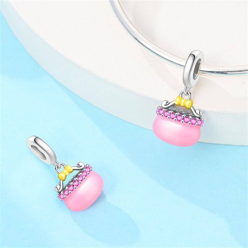 Copper Charms Blue Princess Dress Perfume Bottle Pink Bag Beads Pendant Fit Original Bracelet Diy Jewelry For Women
