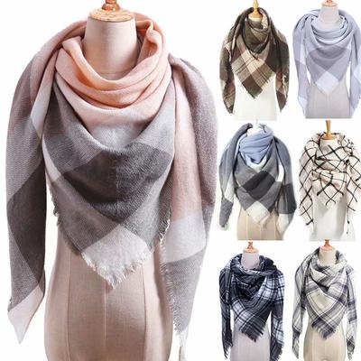 Ekose Üçgen Eşarp Kadın Kalınlaşmak Yumuşak Moda Şallar Atkılar Sıcak Yumuşak Kaşmir Şal
