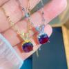 Explosive V-shaped Geometric Square Diamond Pendant Necklace for Women, Simple and Hot Selling Creative Collarbone Chain
