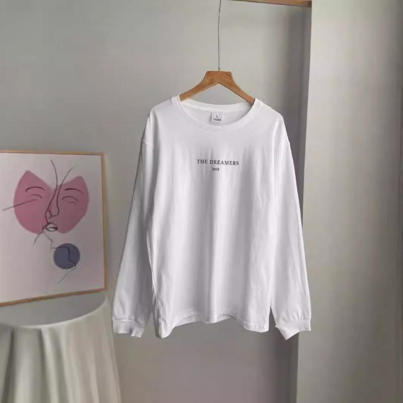 

Круглый вырез, свободный повседневный топ из хлопка с буквенным принтом M белый