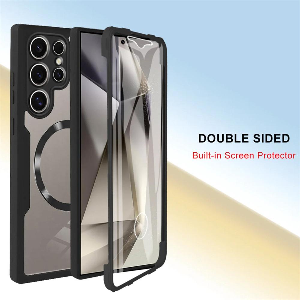For Magsafe 360 Full Body Front Back Clear Phone Case For Samsung Galaxy S25 S24 S23 S22 Ultra Plus S21 FE Magnetic Cover