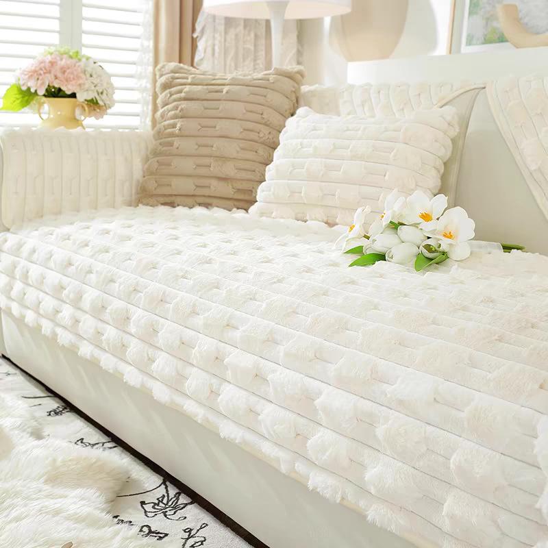 Зимний бамбуковый кролик плюшевая подушка для дивана утолщенный противоскользящий чехол — фото 9