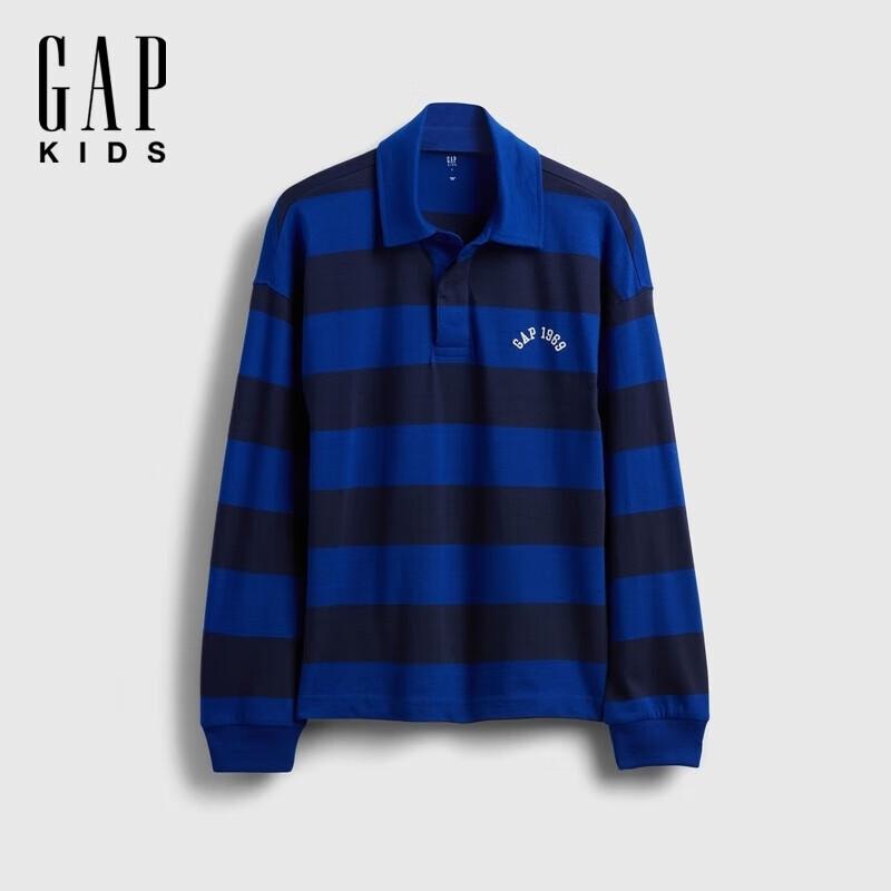 Gap Boy s 2025 Fall Contrast Stripe Long Sleeve Polo T-Shirt 120 (6-7Y)