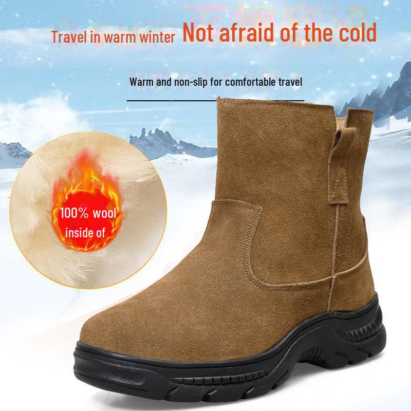 Unisex Winter Pelzfutter Wasserdicht Slip-On Schneestiefel