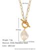 Ready to Ship Elegant Natural Baroque Pearl Gold Plated Paper Clip Chain Pendant Necklace Non Tarnish Summer Jewelry