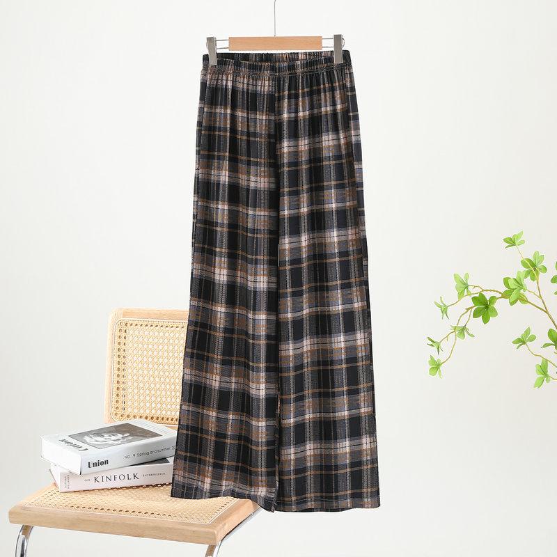 

Женская домашняя одежда: Свободная пижама из хлопкового шелка с широкими штанинами - летние повседневные брюки, пригодные для ношения на открытом воздухе XL