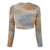 Off White Womens/Ladies Tie Dye Cut Out Crop Top