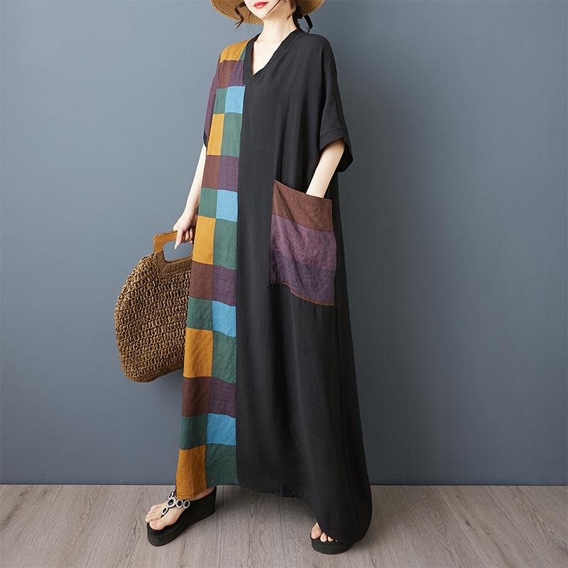 

DIMANAF New Women 2025 Plus Size Summer Long Casual Dress Loose Linen Vintage Basic Maxi Dress 9861 One Size