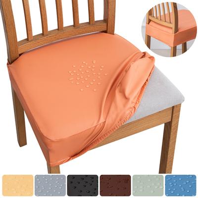 Waterproof PU Stretch Seat Covers for Dining Chairs Washable Dining Chair Covers, Chair Covers Protector for Office Banquet 1pc