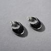 Original Design Premium Retro Copper Plated Platinum Earrings Black Drop Glaze 925 Silver Needle Stud Earrings Niche Earrings