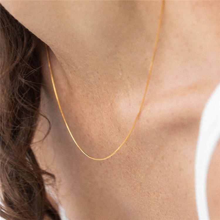 SP Fashion Free Sample 1MM Thin Snake Custom Jewelry 18K Gold Plated Stainless Steel Necklace