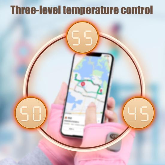 Heated Fingerless Smart Heating Gloves 3 Heat Modes Digital Display Gloves Water-Resistant Windproof Rechargeable Hand Warmers for Work Cycling Skiing