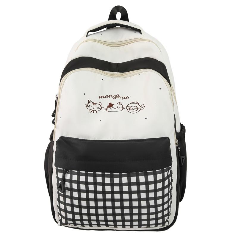 Light and Large-capacity Backpack, New High-value, Fresh and Sweet Plaid Schoolbag for Junior High School Students