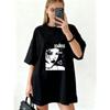 Oversized T-Shirt Black Graphic Print With Face And Text Soulless 13 Casual Streetwear Fashion For Women