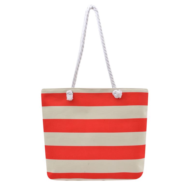 Chic Striped Canvas Tote Bag - Large Capacity for Shopping & Beach