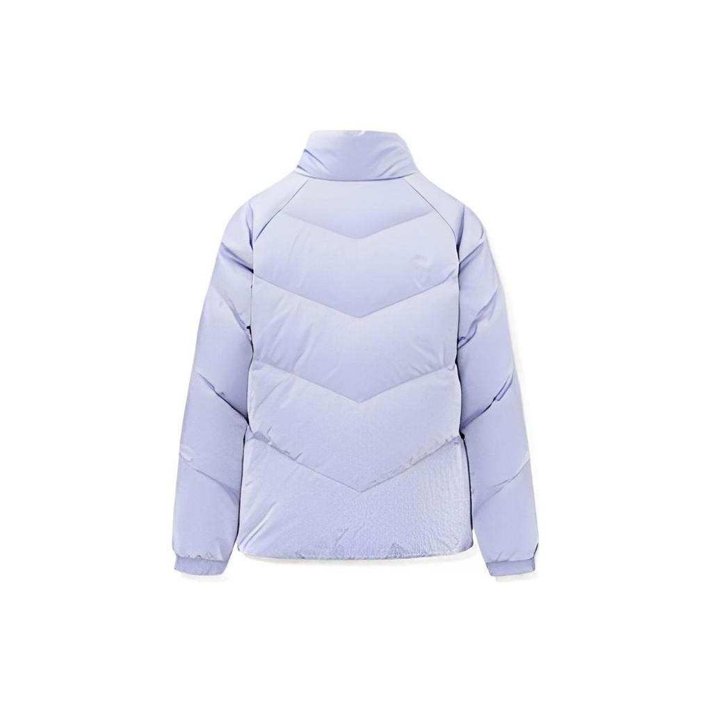 Anta Pattern Printed Zipper Thickened Warm Letter Solid Color Polo Collar Down Jacket Women Outerwear Fresh-Purple 162248903-4