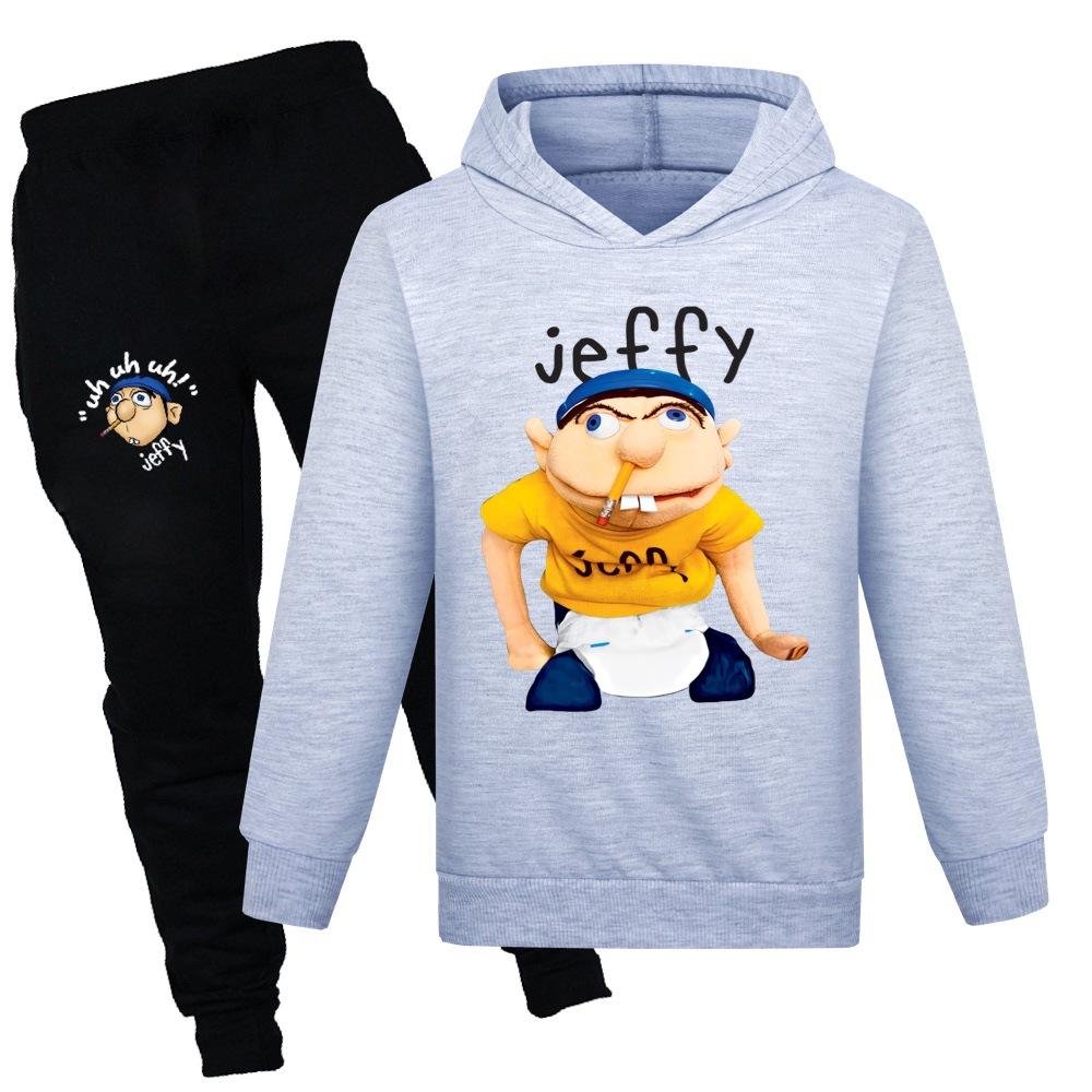 Anime Jeffy Puppet Clothes Kids Pullover Sweatshirts+Pants 2pcs Sets Boys Cartoon Tracksuit Children Clothing Baby Girls Outfits
