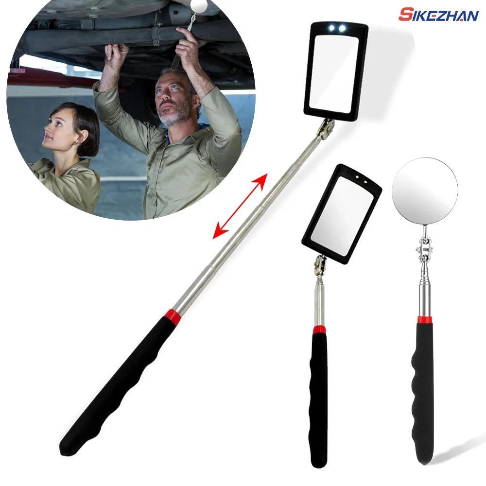 Inspection Mirror LED Light Telescoping Mirrors 360 Rotation Mechanic Tools Magnetic Mirror Telescopic Handle Repairing Tools
