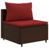 3 Piece Garden Sofa Set with Cushions Brown Poly Rattan