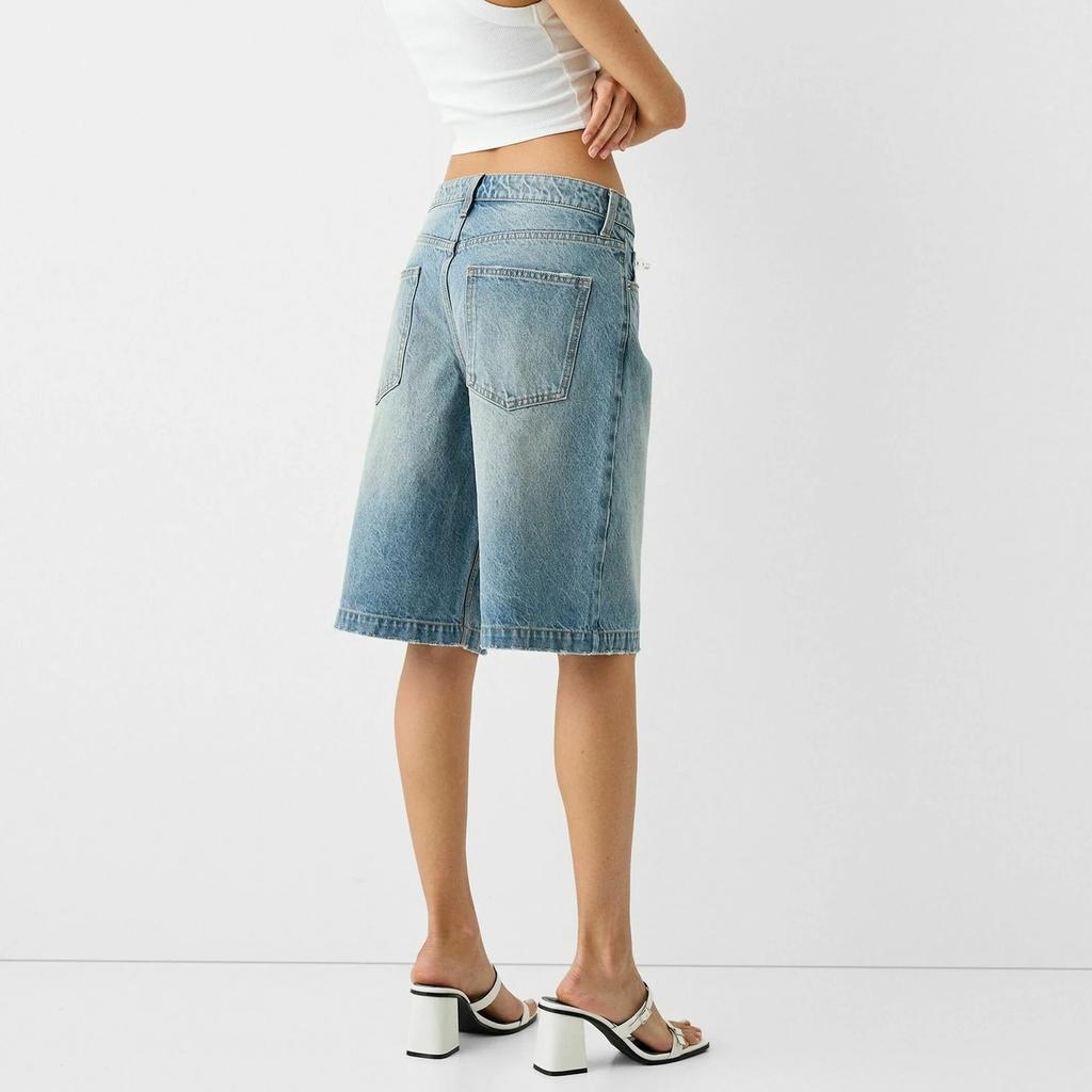 IHUASU Sommer Urban Casual Lässige Gewaschene Lockere Damen Denim Midilänge Hose