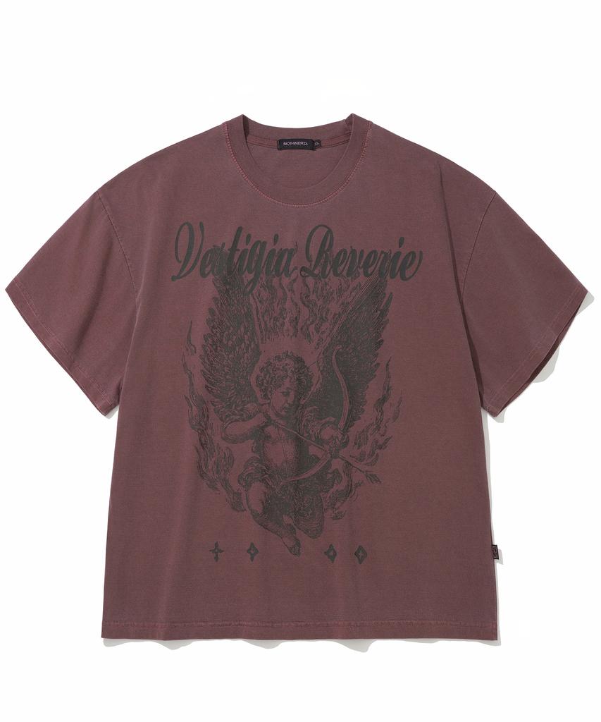NOT4NERD Ignited Angel Pigment Loose Cropped T-Shirts - Red