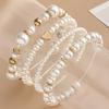 4pcs Elegant Vintage Minimalist Women'S CCB Imitation Pearl Beaded Elastic Bracelet Set , Suitable for Daily Wear, Vacation, Parties, Weddings Gifts,