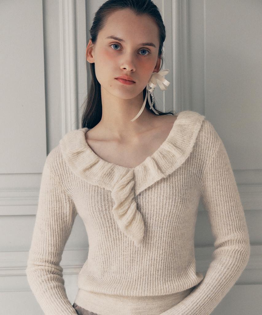 ROLAROLA Frill Collar Knit Ivory