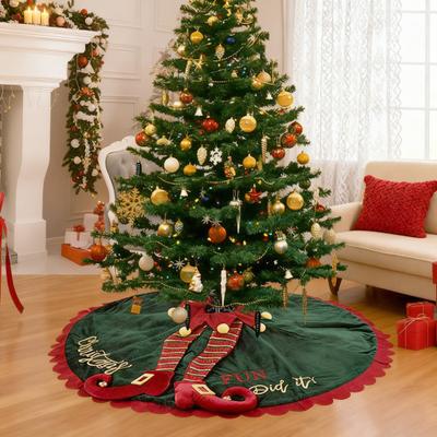 Falda para Árbol de Navidad con Piernas de Elfo Envoltorio Decorativo Festivo Rojo Verde Cubierta Base para Vacaciones de Navidad para Uso Interior Exterior