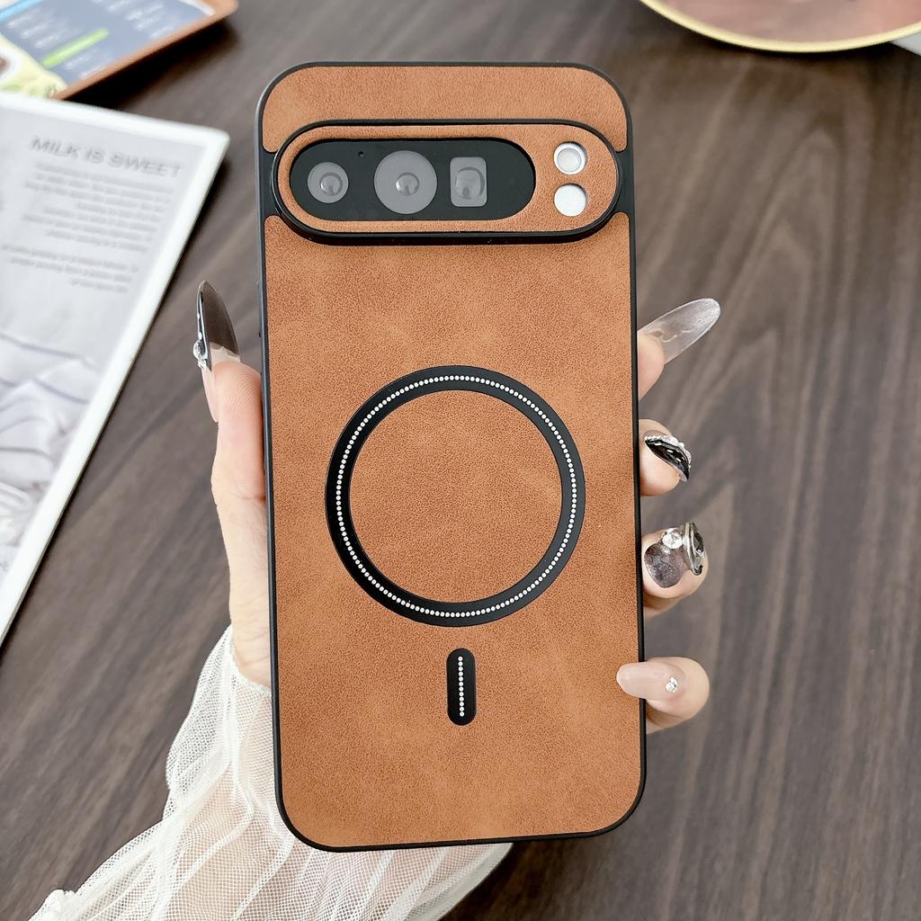 Luxury Magnetic Phone Case for Google Pixel 10 Pro XL Soft TPU Bumper PU Leather Back Cover for Pixel 9 Pro 9A 8A 7 Pro Case