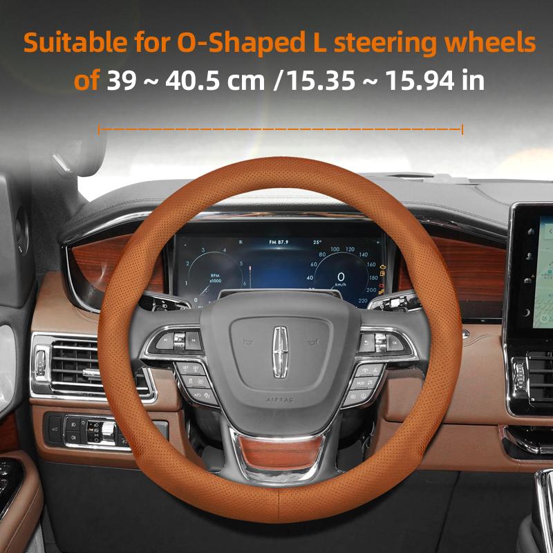 For Lincoln Z MKZ MKT MKC MKX MKS Navigator Aviator Nautilus Corsair Continental Leather Breathable Car Steering Wheel Cover