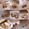 Maillard Retro Coffee Earrings Vintage Hong Kong Luxury Studs Chic Versatile Accessories for Women