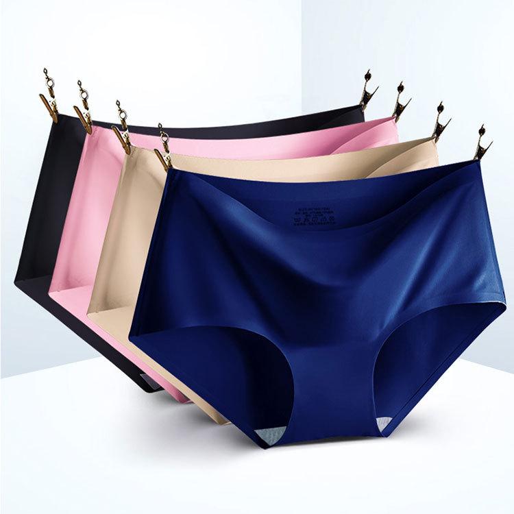 Plus Size Mid-Waist Ice Silk Triangle Briefs for Women
