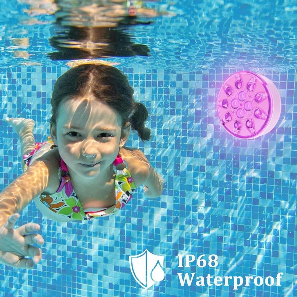 Poolleuchten Poolleuchten Unterwasser mit Fernbedienung 2 Stück Wiederaufladbare Glühbirnenlampe Scheinwerfer 16 Farben Wasserdicht