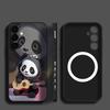 S26 Ultra Case Guitar-playing Panda Magnetic For Magsafe Soft Silicone Cover For Samsung Galaxy S25 FE S24 Ultra S23 S22 Plus S21