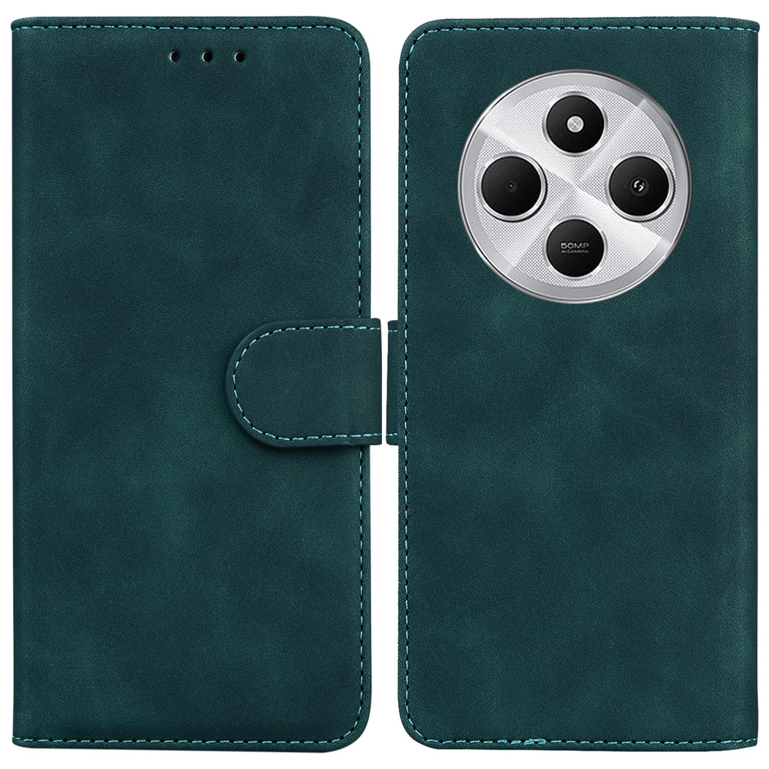 

For Xiaomi Poco C75 4G/Redmi 14R 5G/14C 4G Case Solid Color Leather Wallet Phone Cover Green