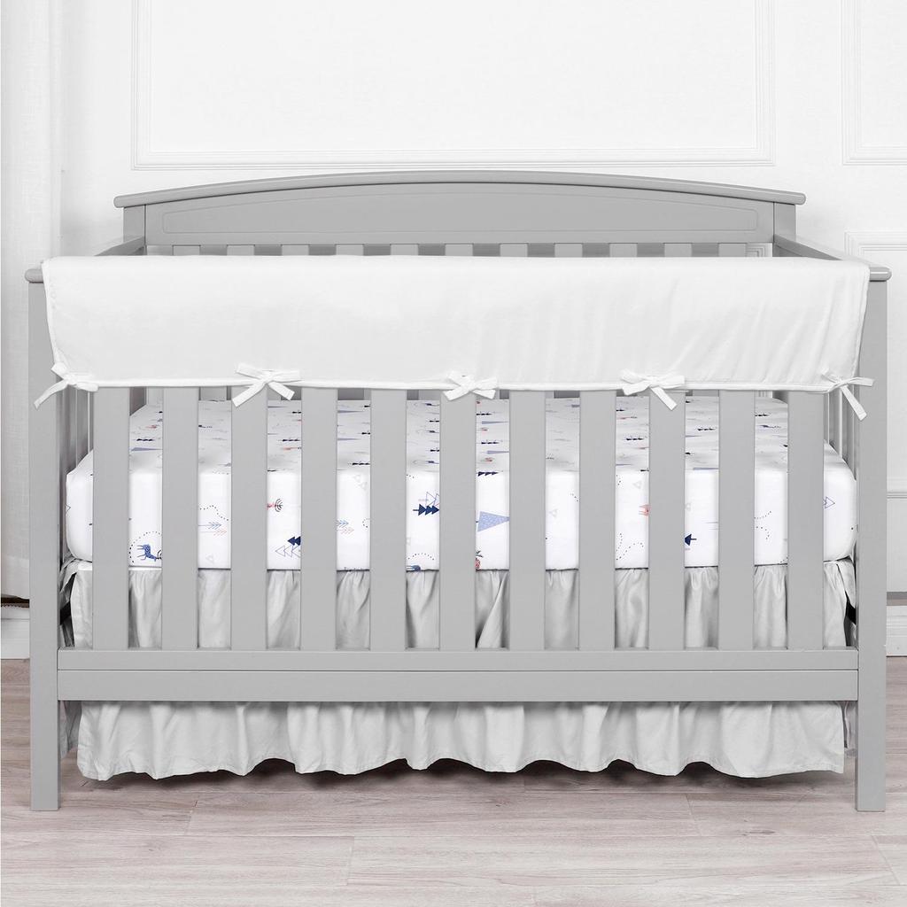 Capa Protetora de Grade de Cama de Bebê - Cor Sólida, Segurança Anti-Mordida, Poliéster, Acabamento Lixado, Lado Longo, Peça Única