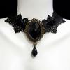 Gothic Black Choker Necklace for Women Vintage Goth Velvet Lace Collar Crystal Pendent Necklace Cosplay Party Jewelry