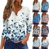Damska Codzienna Modna Dekolt V Luźna Wszechstronna Kwiatowy Wzór Rękawy Trzyczwarte