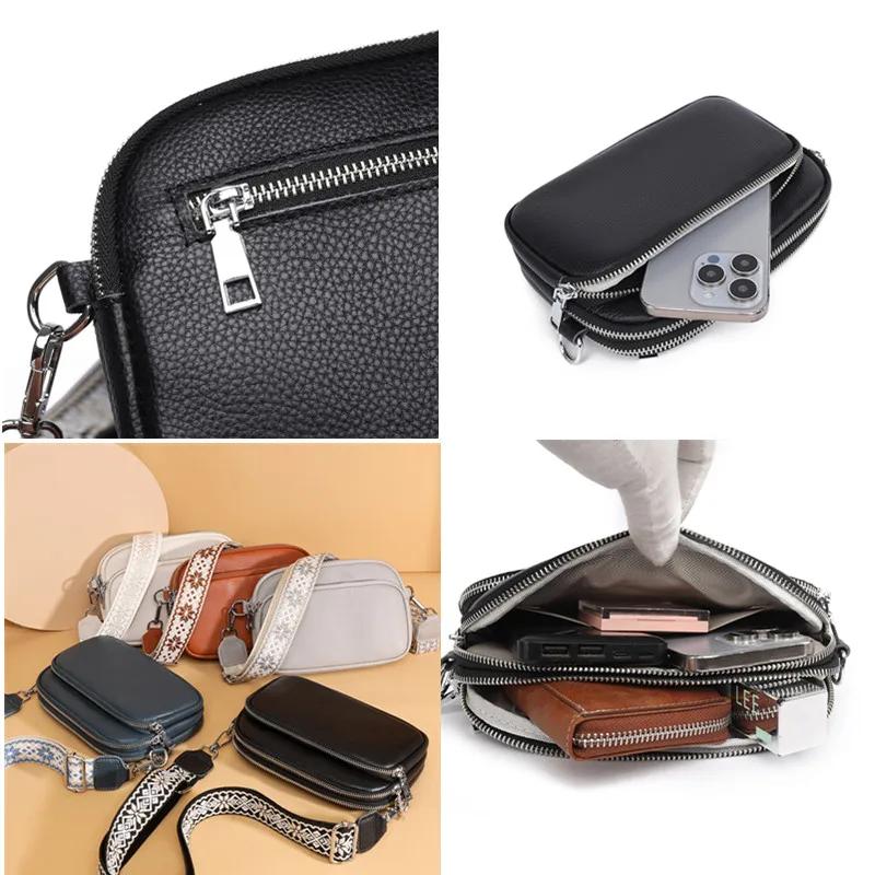 Genuine Leather Women Crossbody Shoulder Bags Luxury Solid color Cow Leather Handbag Female Messenger Tote Sac