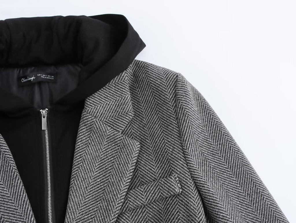 2024 Women's Autumn Fashion: European & American Style Herringbone Jacket with Casual Pants