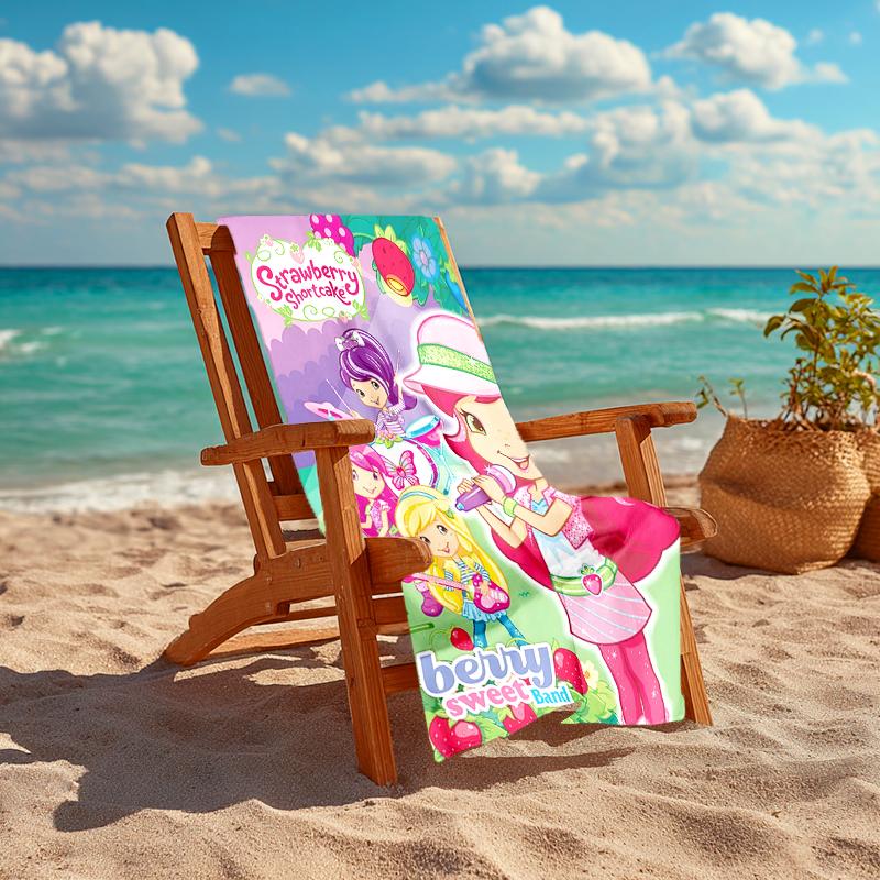 1pc Strawberry Princess3 Beach Towel, Comfortable and Thick, and Swimming/Bath/Picnic/Camping Towel, Suitable for Seaside Beaches