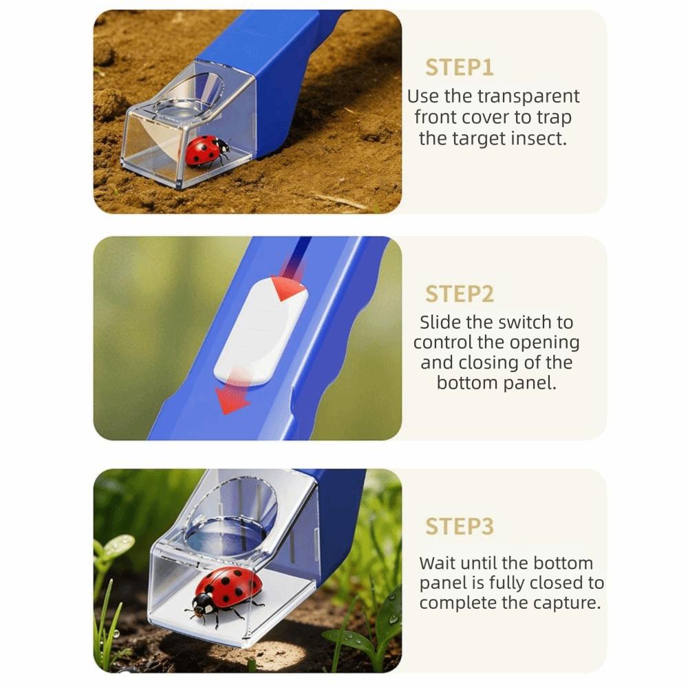 Transparent Observer Box Handheld Insect Catcher Reusable Tool Safe Capture Portable Insect Observer with Magnifying Glass